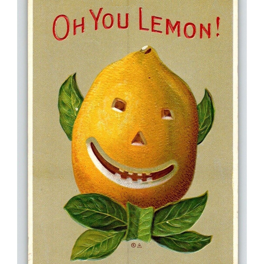 Oh You Lemon Postcard Fantasy Anthropomorphic Dressed LemonHead JOL Nash 1910